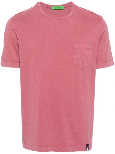Памучна тениска с джобове Drumohr розово