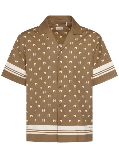 Camisa de algodón con estampado Moncler beige