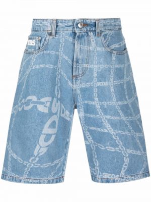 Trykt jeans-shorts Gcds blå