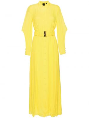 Plisované dlouhé šaty Pinko žluté
