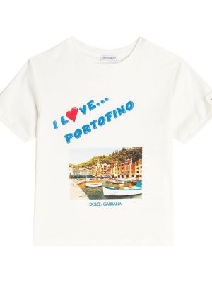 Jersey trykt bomull t-skjorte for gutter Dolce&gabbana Kids hvit