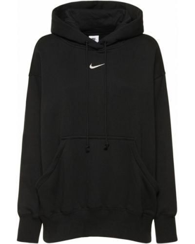 Oversized bavlněná mikina s kapucí Nike černá