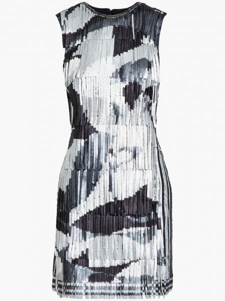 Платье мини из тюля с бахромой и пайетками Emilio Pucci, серебро