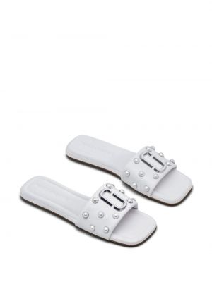 Kožené sandály s perlami Marc Jacobs bílé