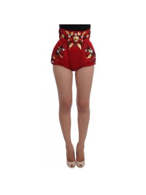 Jedwabne haftowane szorty z wysoką talią Dolce And Gabbana