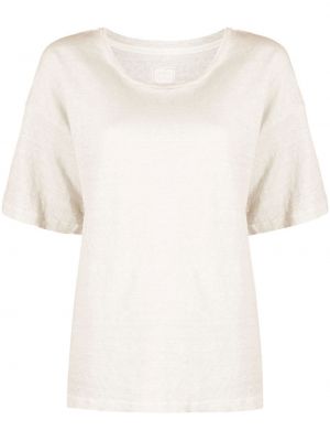 T-shirt di lino con scollo tondo 120% Lino beige