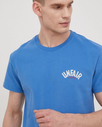 Памучна тениска с дълъг ръкав с принт Unfair Athletics синьо