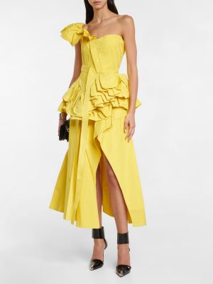 Ασύμμετρη μίντι φόρεμα με βολάν Alexander Mcqueen κίτρινο