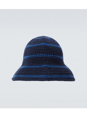 Pruhovaná bavlnená čiapka Our Legacy modrá