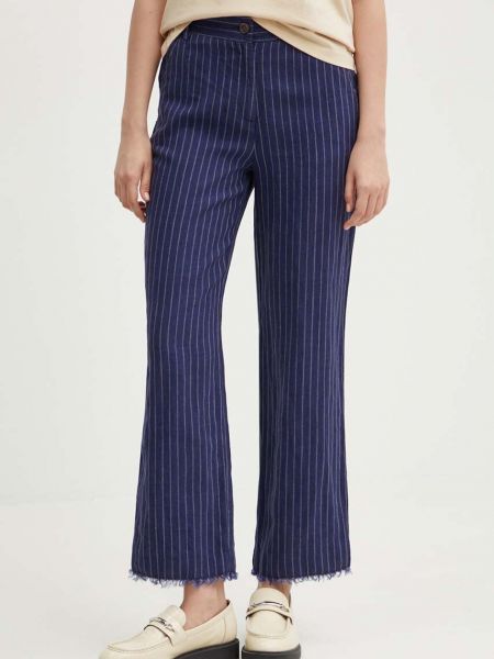 Lniane proste spodnie z wysoką talią Sisley