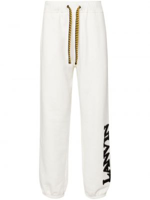 Bavlněné sportovní kalhoty s výšivkou Lanvin bílé