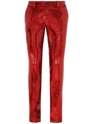 Панталон slim Dolce & Gabbana червено