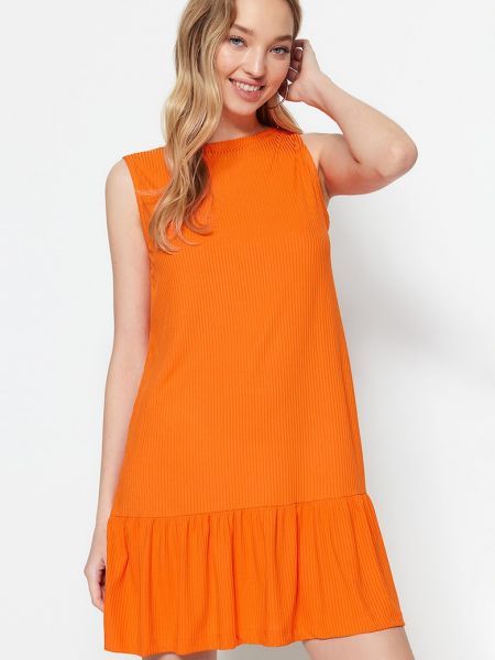 Рваное платье мини свободного кроя Trendyol оранжевое