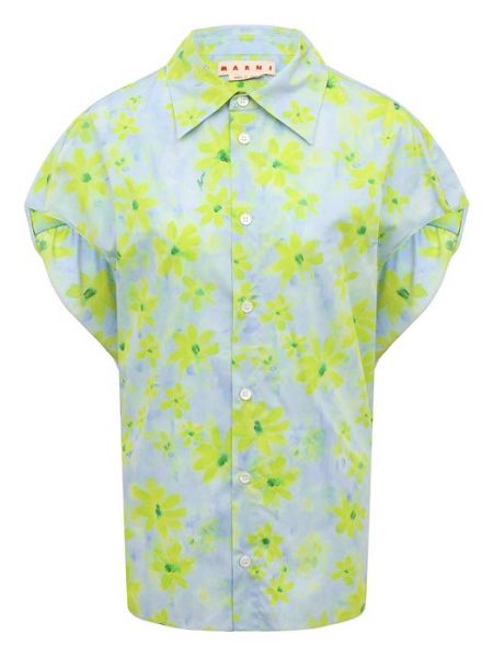 Хлопковая блузка Marni зеленая