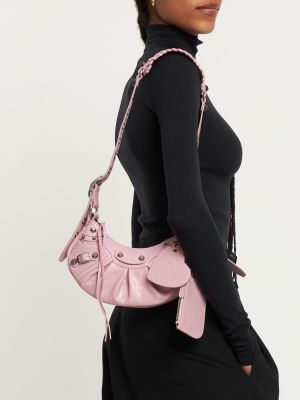 Кожени чанта за ръка Balenciaga розово
