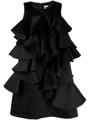 Bavlněné koktejlové šaty bez rukávů s volány Comme Des Garçons - černá