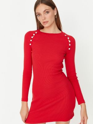 Manšestrové šaty Trendyol červené