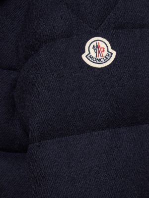 Nylonowa kurtka puchowa wełniana filcowa Moncler niebieska