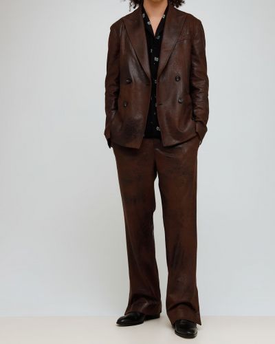 Kožené nohavice z ekologickej kože Mille900quindici hnedá
