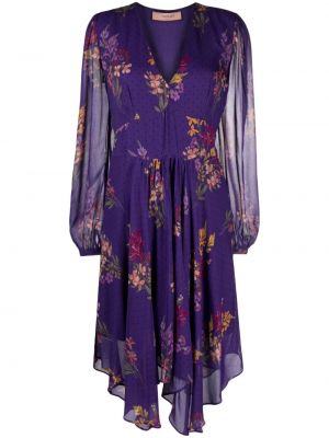 Sukienka midi w kwiatki z nadrukiem Twinset fioletowa