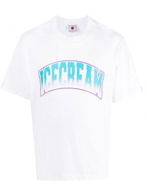 Памучна тениска с принт Icecream бяло
