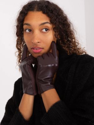 Шкіряні рукавички Fashionhunters коричневі