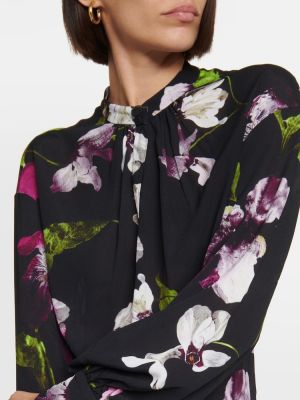 Bluza s cvetličnim vzorcem Erdem črna