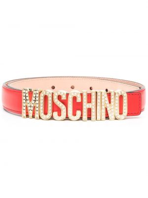 Кожаный колан с катарама Moschino червено