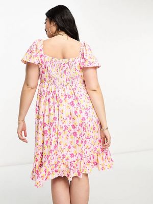 Платье миди в цветочек с принтом Collective The Label розовое