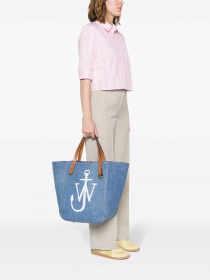 Shopper kabelka s výšivkou Jw Anderson modrá