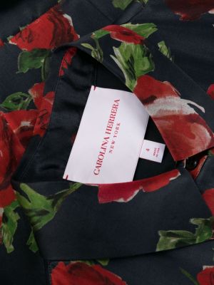 Raštuotas gėlėtas šilkinis suknele kokteiline Carolina Herrera