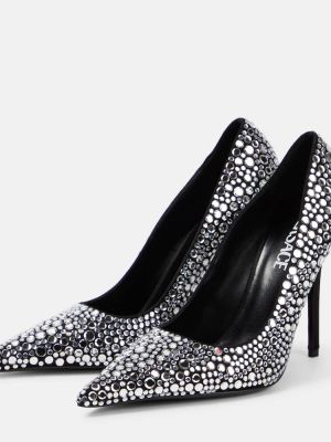 Pantofi cu toc din piele de cristal Versace negru