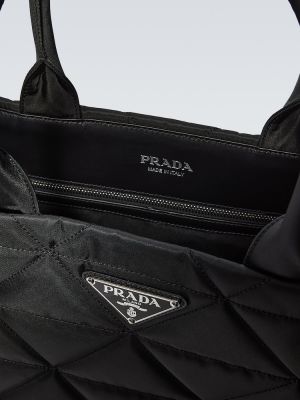 Prošívaná shopper kabelka z nylonu Prada černá