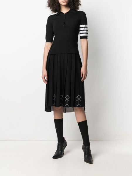 Falda con bordado Thom Browne negro
