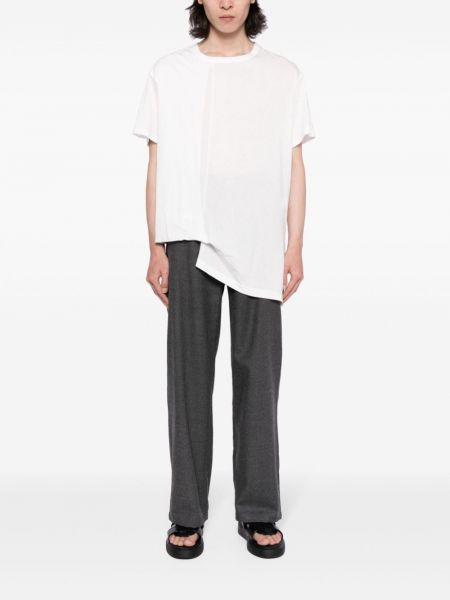 Drapované bavlněné tričko Yohji Yamamoto bílé