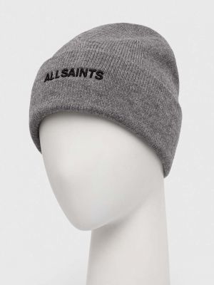 Dzianinowa czapka Allsaints szara