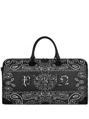 Kožená nákupná taška s potlačou Philipp Plein čierna