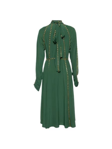 Jedwabna sukienka Burberry Vintage zielona