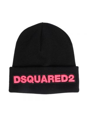 Dzianinowa czapka bez daszka Dsquared2 czarna