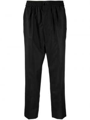 Pruhované vlněné rovné kalhoty Ami Paris šedé