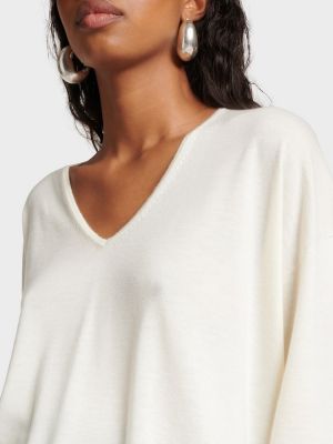 Кашмирен пуловер Max Mara бяло