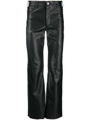 Kožené rovné kalhoty Sandro černé