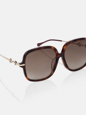 Oversize слънчеви очила Gucci кафяво