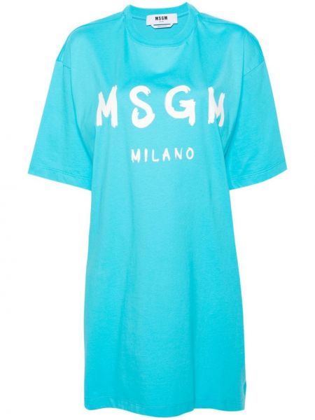 Pamučna haljina s printom Msgm plava