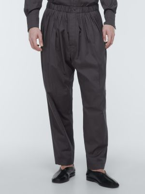 Plisované bavlněné kalhoty Lemaire šedé