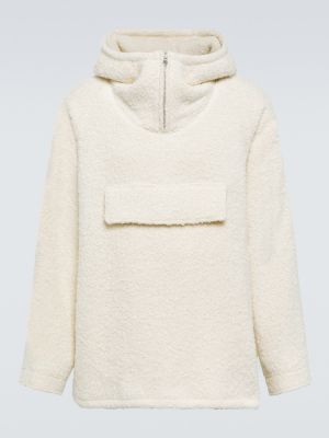 Vunena hoodie s kapuljačom od alpake oversized Auralee bijela