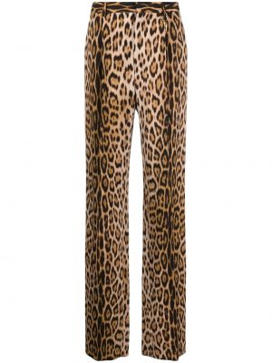 Rovné nohavice s potlačou s leopardím vzorom Roberto Cavalli