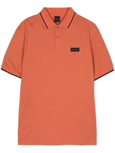 Bombažna polo majica s potiskom Hackett oranžna