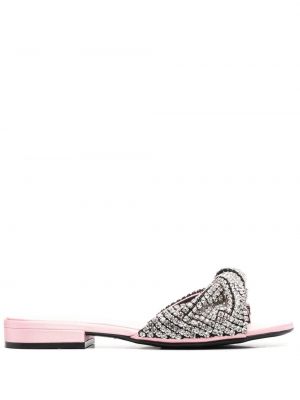 Sandale bez pete s kristalima Sergio Rossi ružičasta