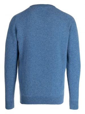 Haftowany sweter z dekoltem w serek Pringle Of Scotland niebieski
